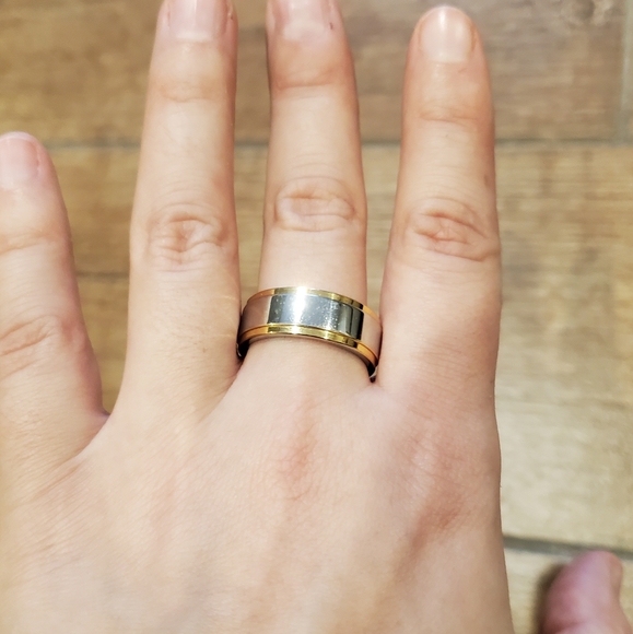 Vintage Stainless Steel Gold & Silver Wedding Band - Picture 7 of 13